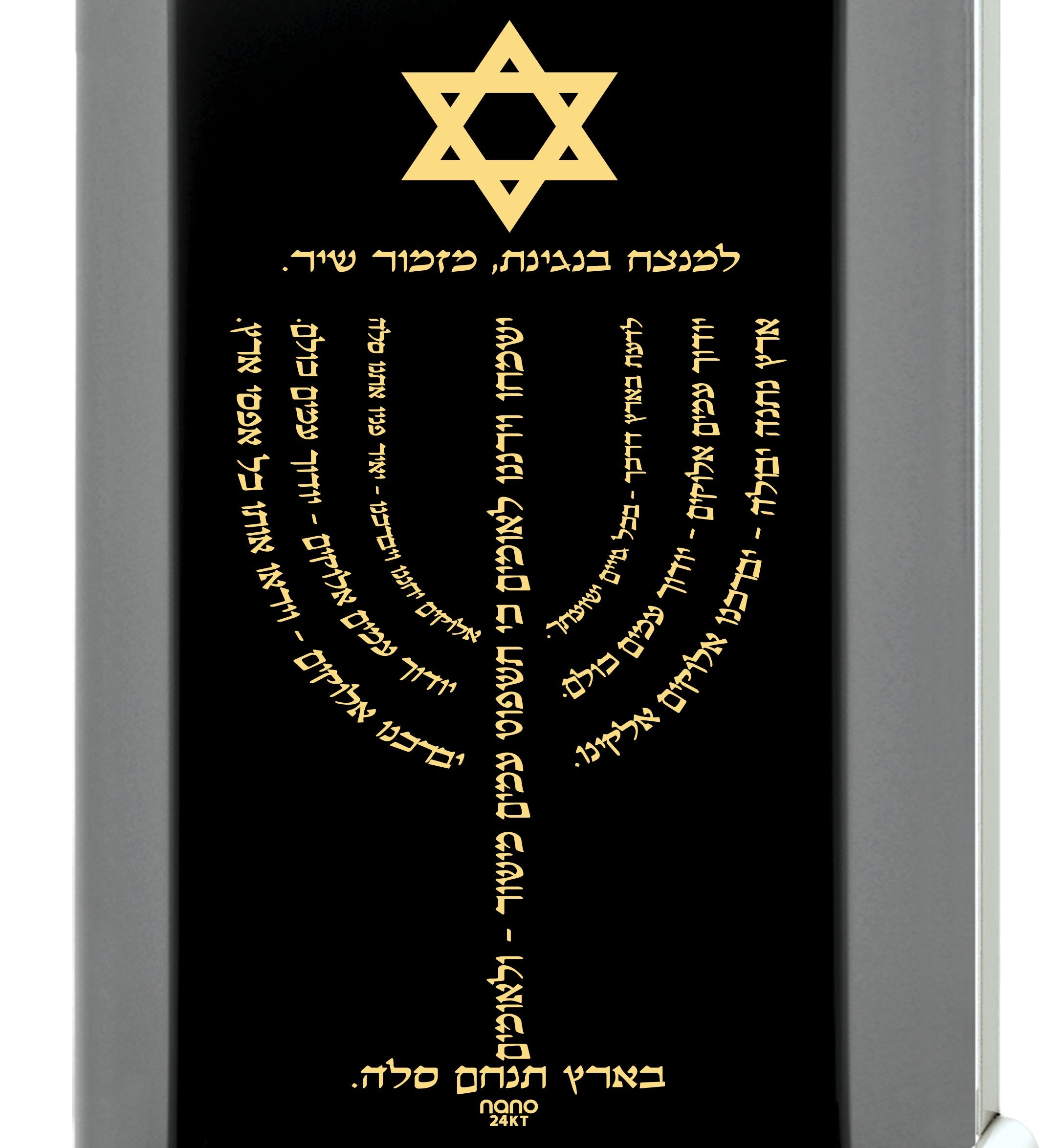 Men's Star of David Menorah Pendant Necklace on Onyx