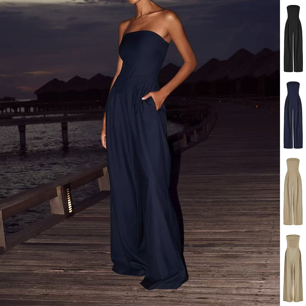 Women's Tube Top Wide-Leg Jumpsuit