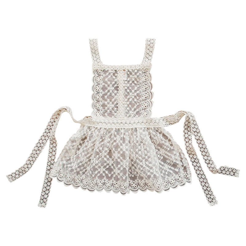 Girl's Floral Lace Pinafore Dress Set