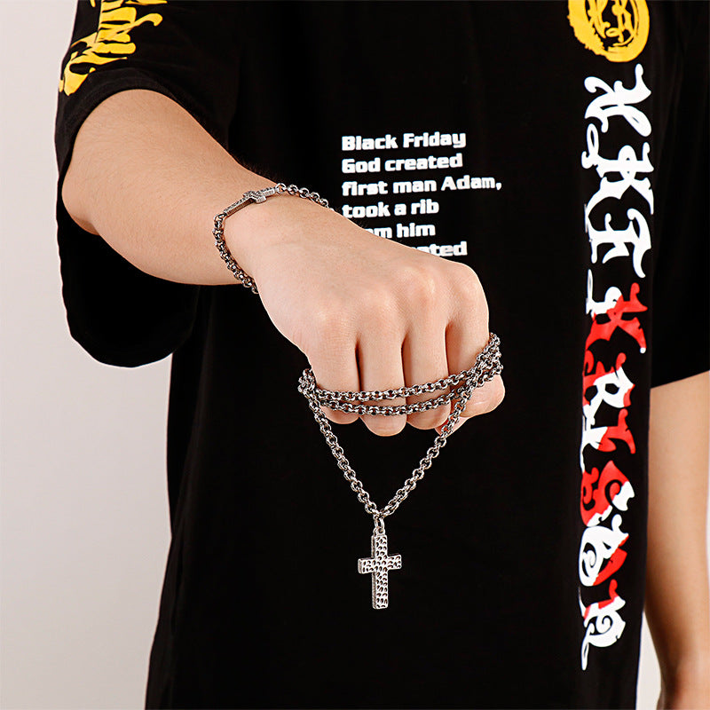 Retro Stainless Steel Cross Chain Bracelet