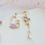Cat and Balloon Asymmetric Earrings