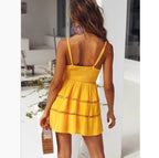 Summer Solid Color Spaghetti Strap Dress in Yellow