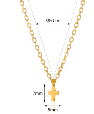 18K Gold-Plated Necklace with Small Cross Pendant