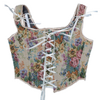 Floral Tapestry Lace-Up Corset Top