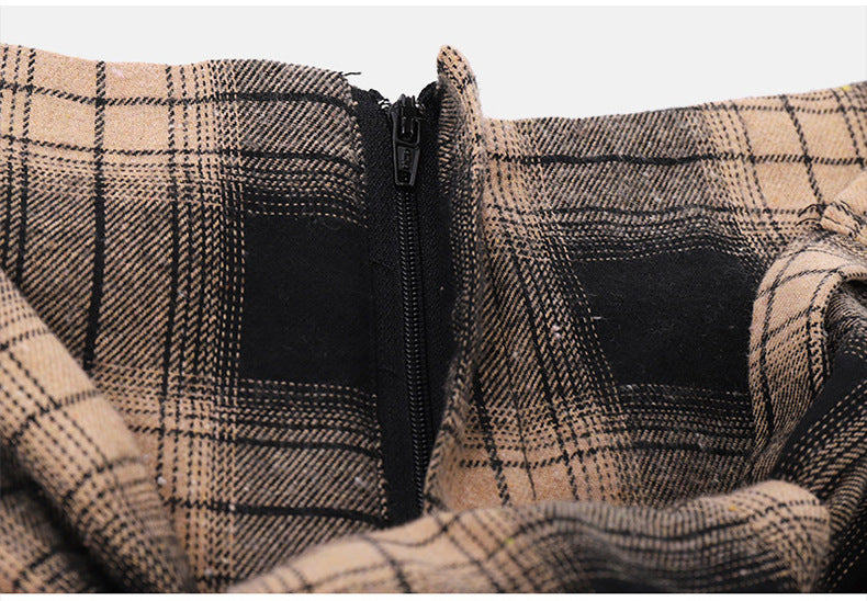 High-Waisted Plaid Irregular Shorts for Women