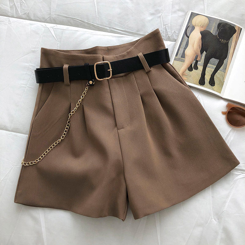 High-Waisted A-Line Wide-Leg Shorts for Women 2024