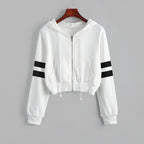 Women’s Y2K Cropped Hoodie - Long Sleeve Stripe Sweatshirt | Streetwear