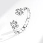 Cat Paw Print Zircon Open Ring