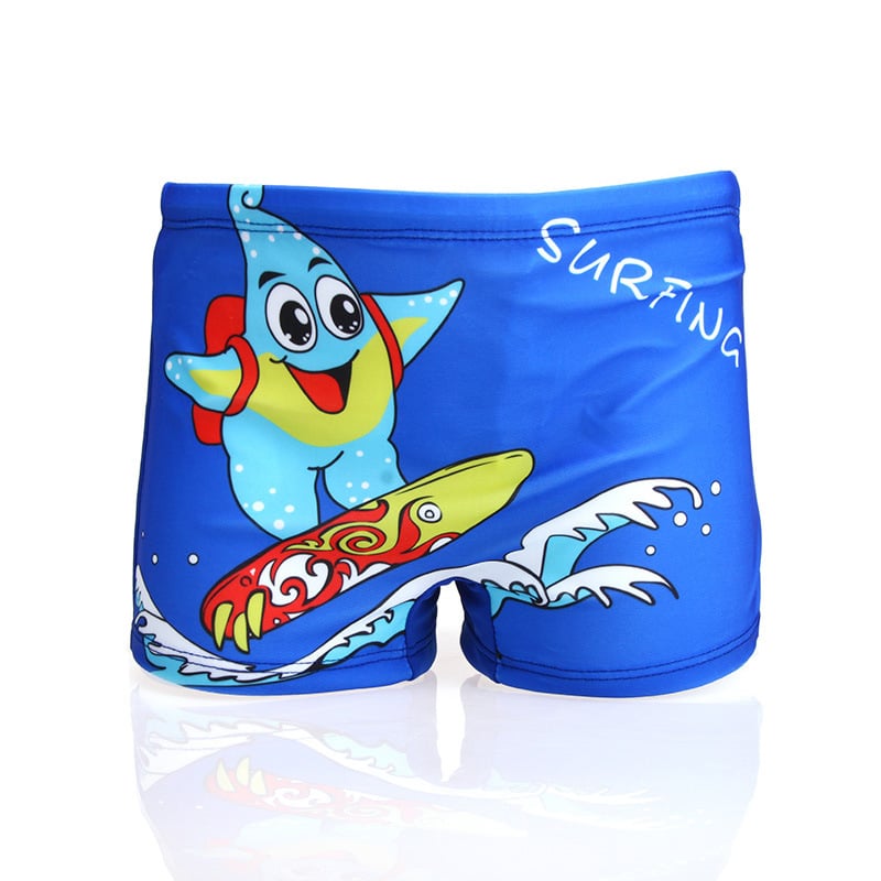 Boys' Cartoon Surfing Starfish Swim Trunks