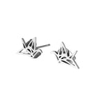 Titanium Steel Origami Crane Stud Earrings