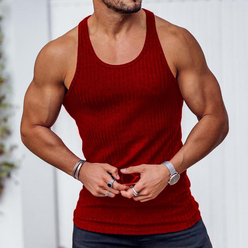2023 Spring/Summer Men's Knitted Fitness Tank Top