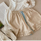 Girls' Lace-Up Checkered Shorts for Kids