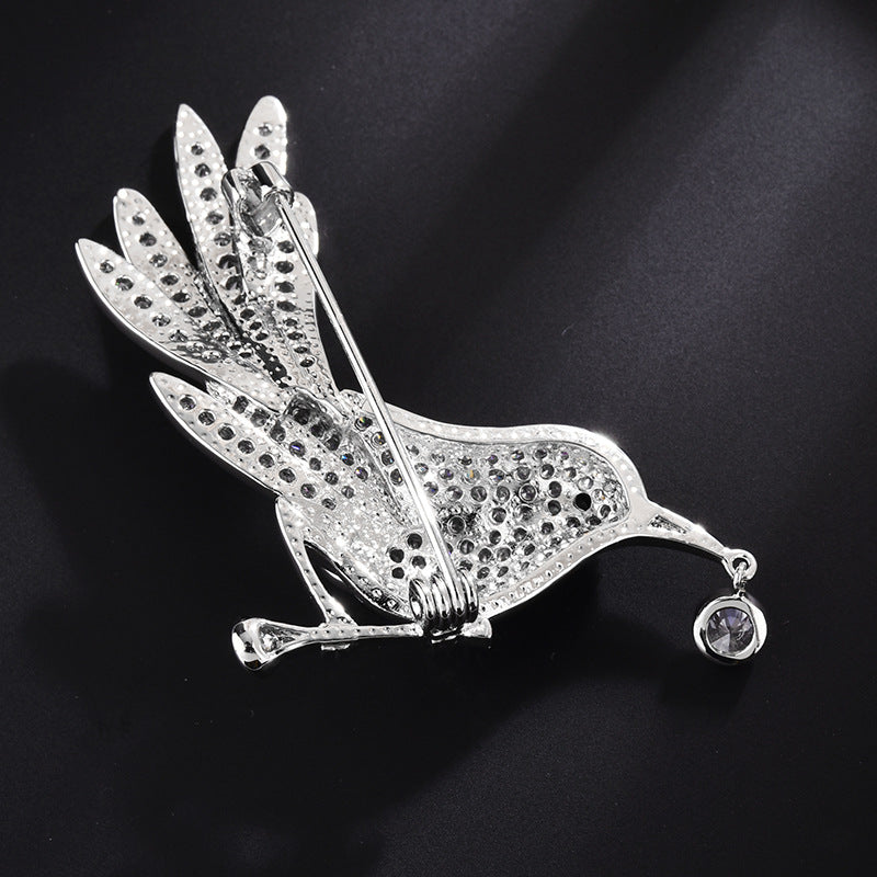 Zircon Hummingbird Bird Brooch Pin