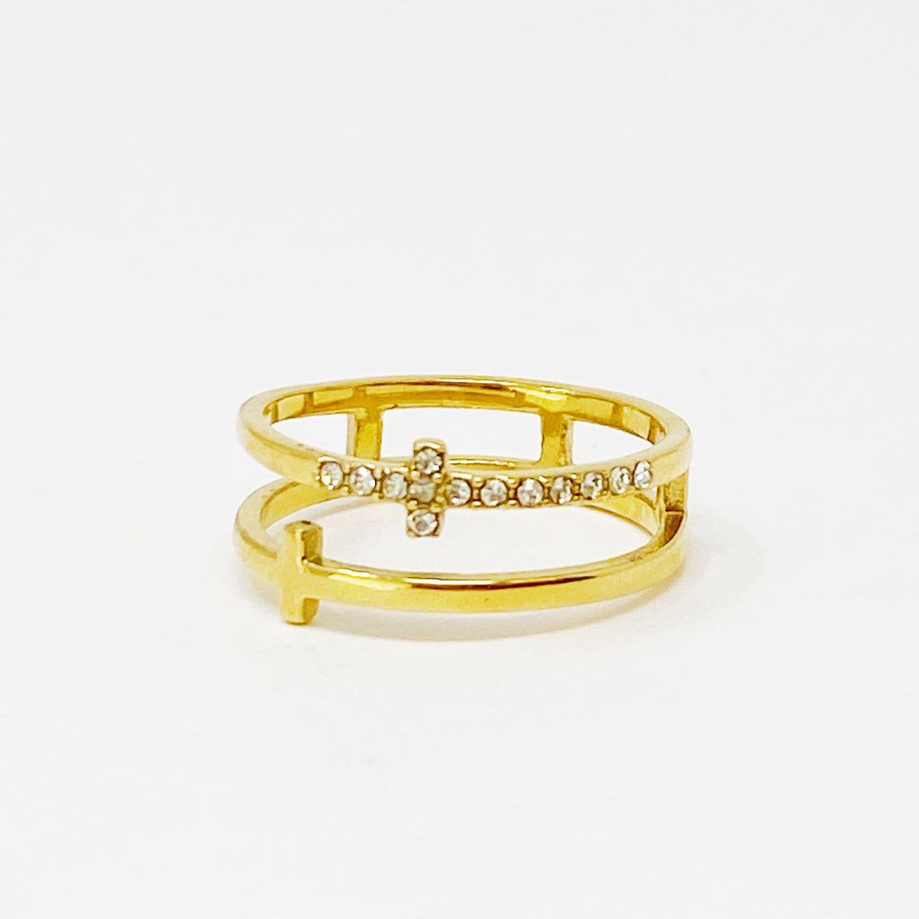 Double Cross Ring - Gold