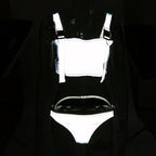 Reflective Buckle Strap Bikini Set