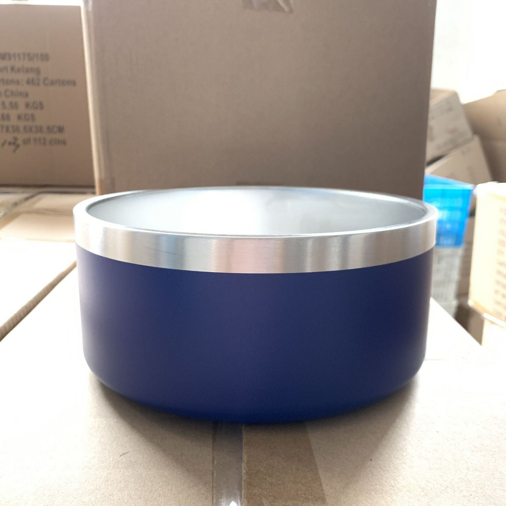 Stainless Steel Dog Bowl Double Wall Insulated Pet Food Water Dish, Heavy Duty Non-Slip Powder-Coated Feeding Bowl for Dogs and Cats 32oz 64oz