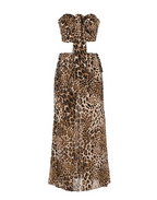 Sexy Leopard Print Two-Piece Tube Top & Midi Skirt Set for Women