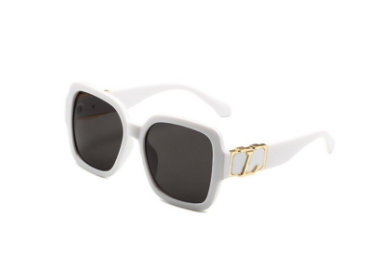 Oversized Square Sunglasses with Gold Logo Temples