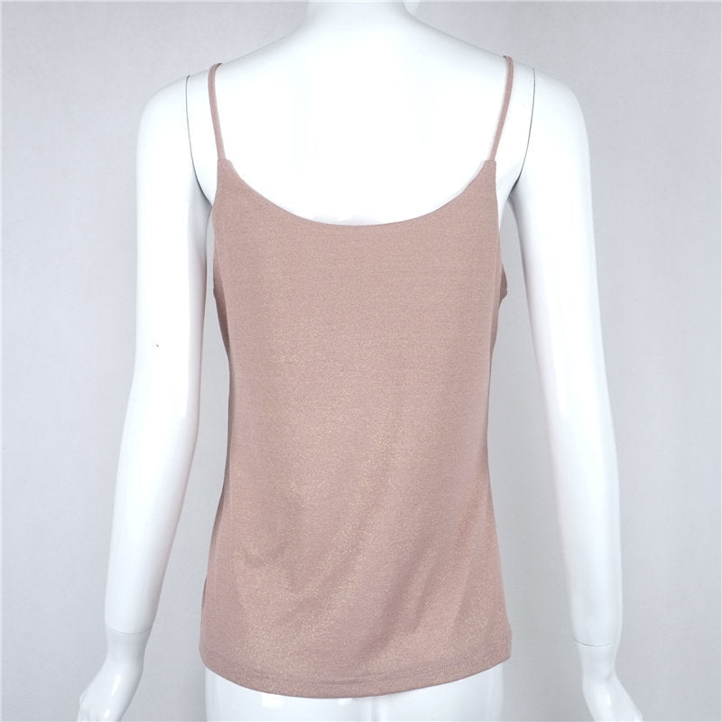 Gold Foil Sexy Loose V-Neck Camisole for Women