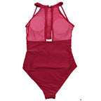 Womens One-Piece Swimsuit with Mesh Panel