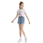 2024 Spring/Summer Girls' Distressed Denim Shorts