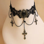 Vintage Harajuku Style Cross Choker Necklace Trio