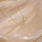 Korean Rose Pendant Cat Eye Necklace