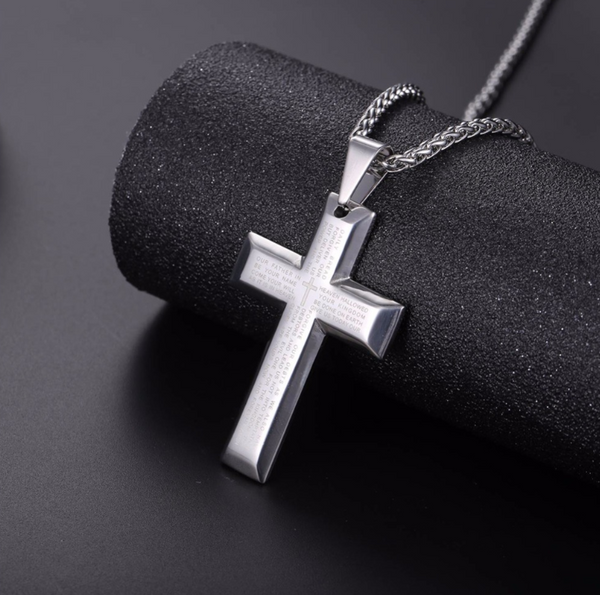 Cross Necklace with Bible Verse Design