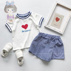 Girls Summer Short-Sleeved Shorts Two-Piece Set