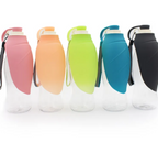 Portable Dog Water Bottle for Walking & Travel, 580ml Leak-Proof Silicone Dispenser with Fold-Out Drinking Bowl & Wrist Strap