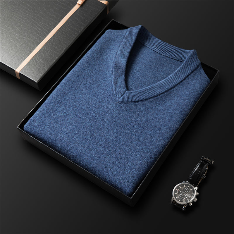 Men's V-Neck Knit Pullover Sweater