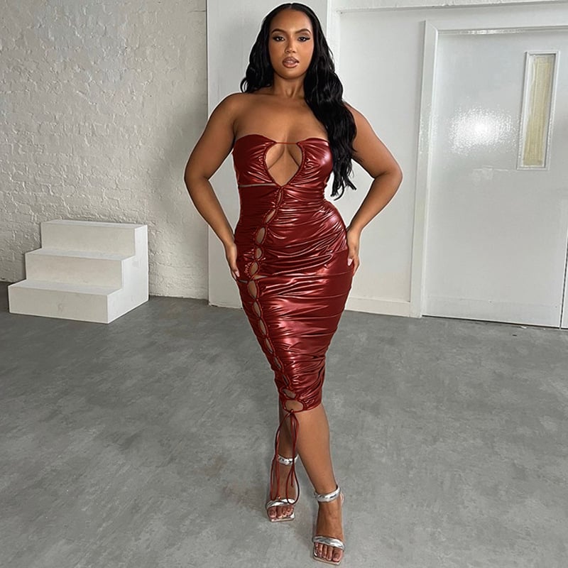 Women's Slim Fit Hollow Tube Top Dress