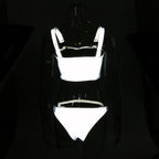 Reflective Buckle Strap Bikini Set