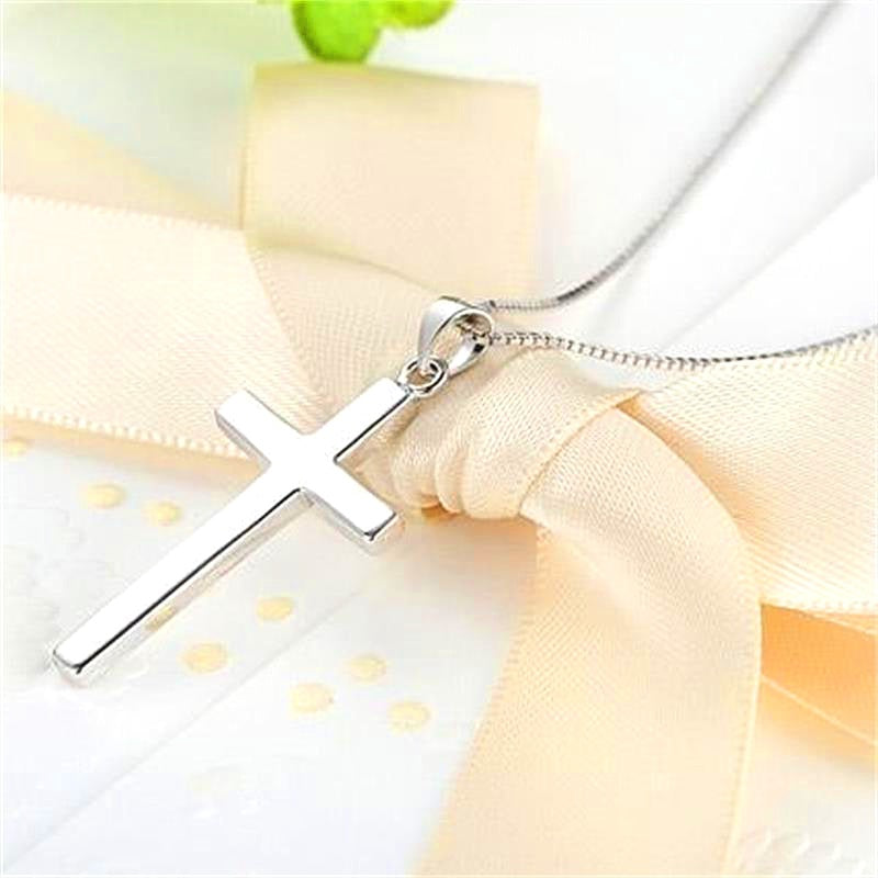 Silver Plain Cross Pendant Necklace