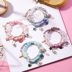 Multi-Layer Bracelet with Star, Moon, and Cat Eye Crystals