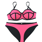 Colorblock Neoprene Bikini Set