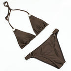 Light Blue Ring-Detail Triangle Bikini Set