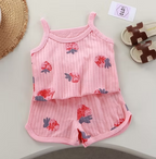 Girls Summer Clothes Sets New Baby Sleeveless Tops Shorts 2 Pieces Suit Girls