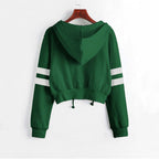 Women’s Y2K Cropped Hoodie - Long Sleeve Stripe Sweatshirt | Streetwear