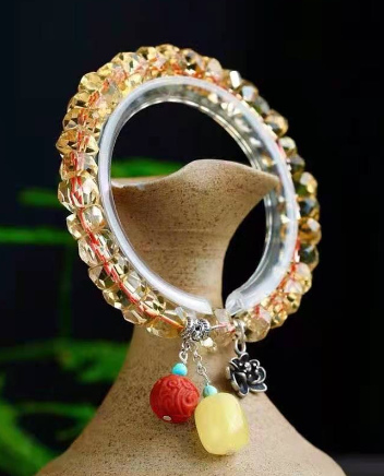 Faceted Citrine Crystal Bracelet with Charms