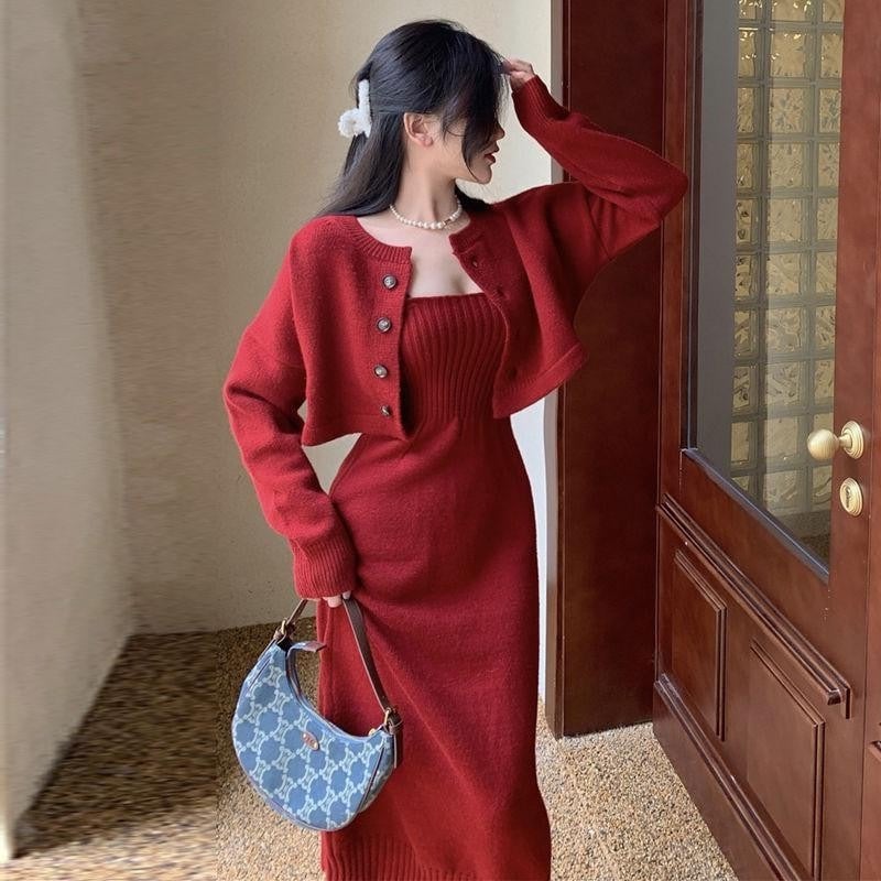 Temperament Camisole Dress Two-Piece Set