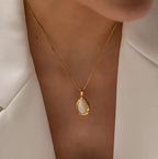 18K Gold-Plated Cat Eye Stone Pendant Necklace