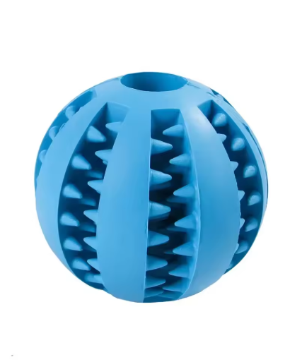 Durable Dog Chew Ball for Teeth Cleaning, Bite-Resistant Rubber Dental Treat Dispenser Toy, Interactive Fetch Ball for Small and Large Dogs