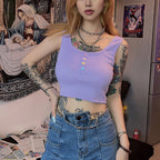 Women's Solid U-Neck Crop Top for Autumn Fashion
