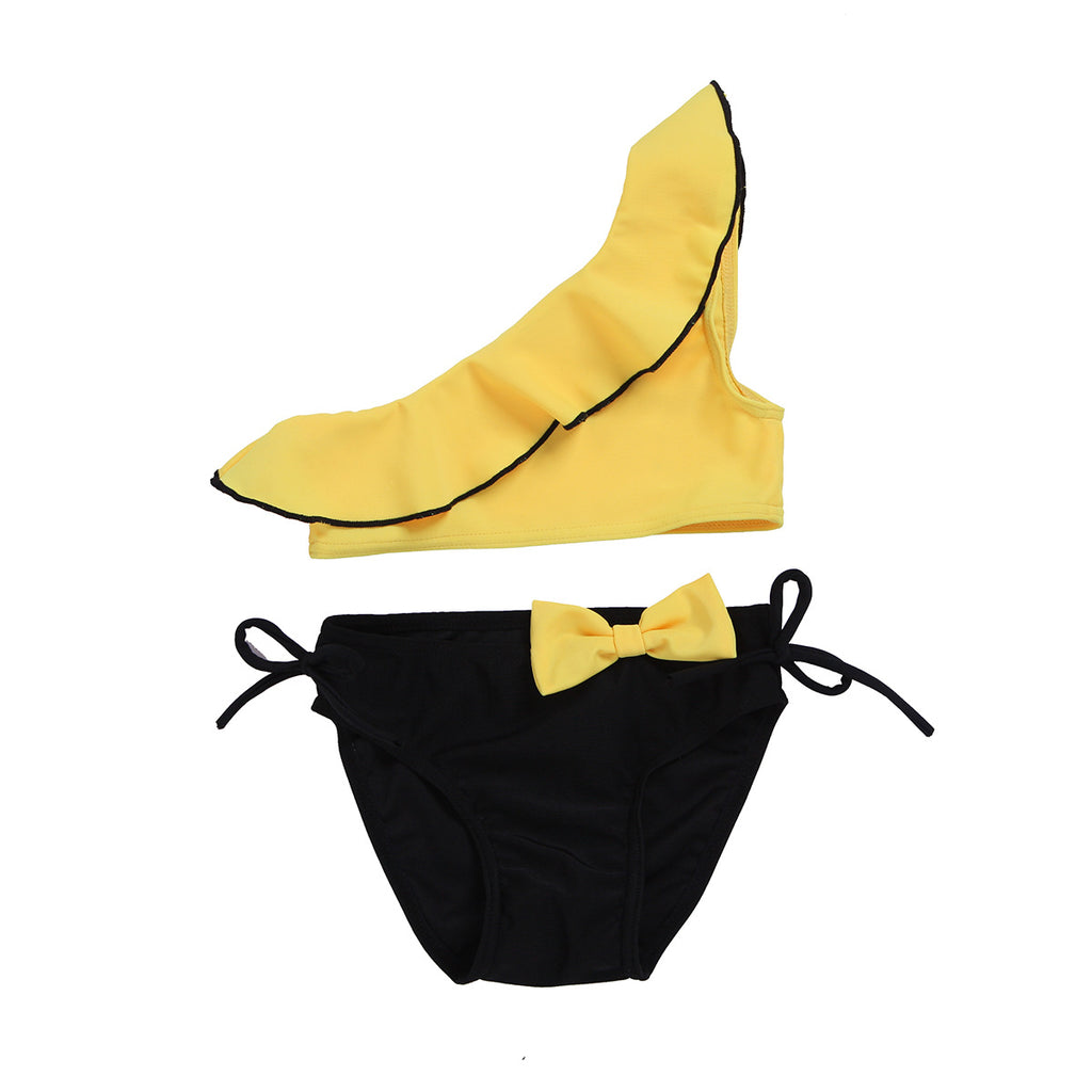 Girls Ruffle Bow Two-Piece Swimsuit