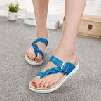 Flat Strap Sandals with Thong Design
