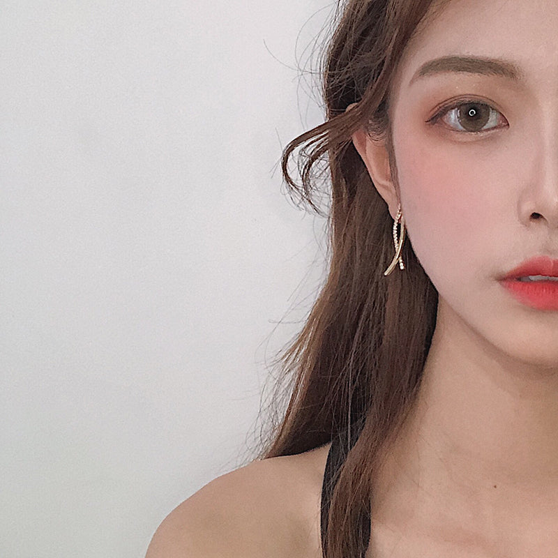 Minimalist Korean Curved Cross Earrings
