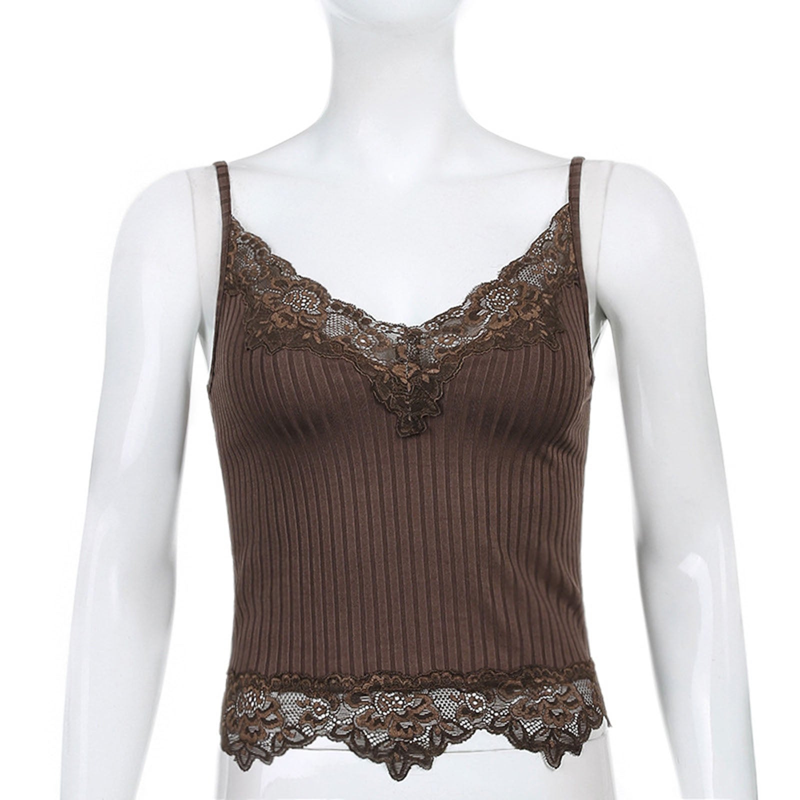 Lace Cut Y2K E-Girls Fairy Style Rib Knit Tank Top