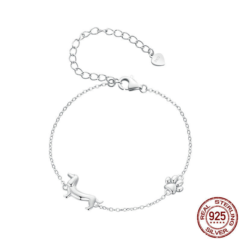 Sterling Silver Dachshund Paw Bracelet