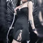 Aesthetic Mini Dress with Lace Patchwork and Spaghetti Straps